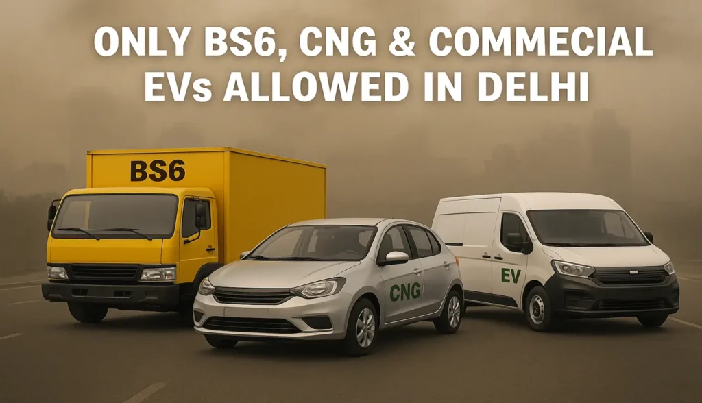 Only BS6, CNG & Commercial EVs Allowed in Delhi